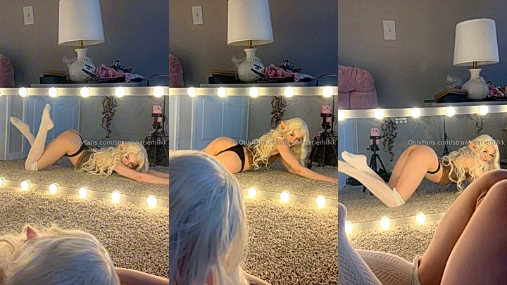 leaked xxx video of Strawbeariemilkk pushing her ass out