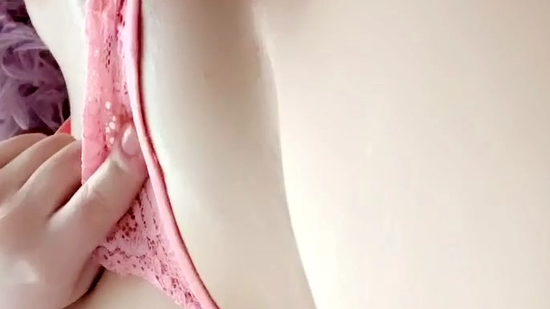 sexy Danni Meow taking a selfie of her pink panties